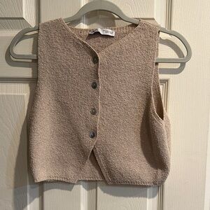 Tan Button-Up Sleeveless Top